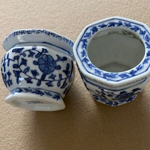 Blue and White Floral Ceramic Candleholders votive Jars